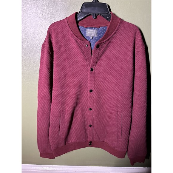 Peter Werth HAWKER London Quilted Snap Front  Jacket Red Mens M Bomber Coat - Picture 1 of 3